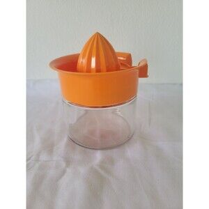 Vintage Gemco Citrus Lemon Juicer Glass Jar Screw On Plastic Lid Built In Spout